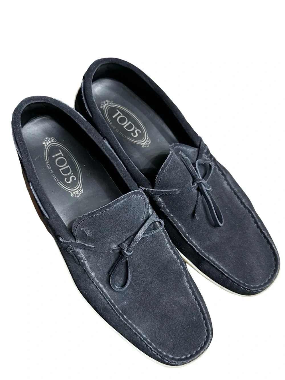 TODS Mens Loafers Gommino Driving Boat Deck Shoes Size 9.5 Dark Blue Suede